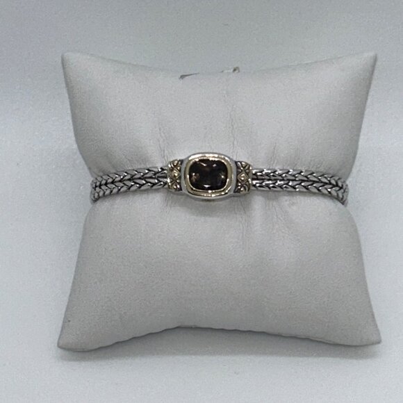 John Medeiros Jewelry - John Medeiros Double-Strand Rhodium-Plated Bracelet Amethyst Gold-Tone Accent